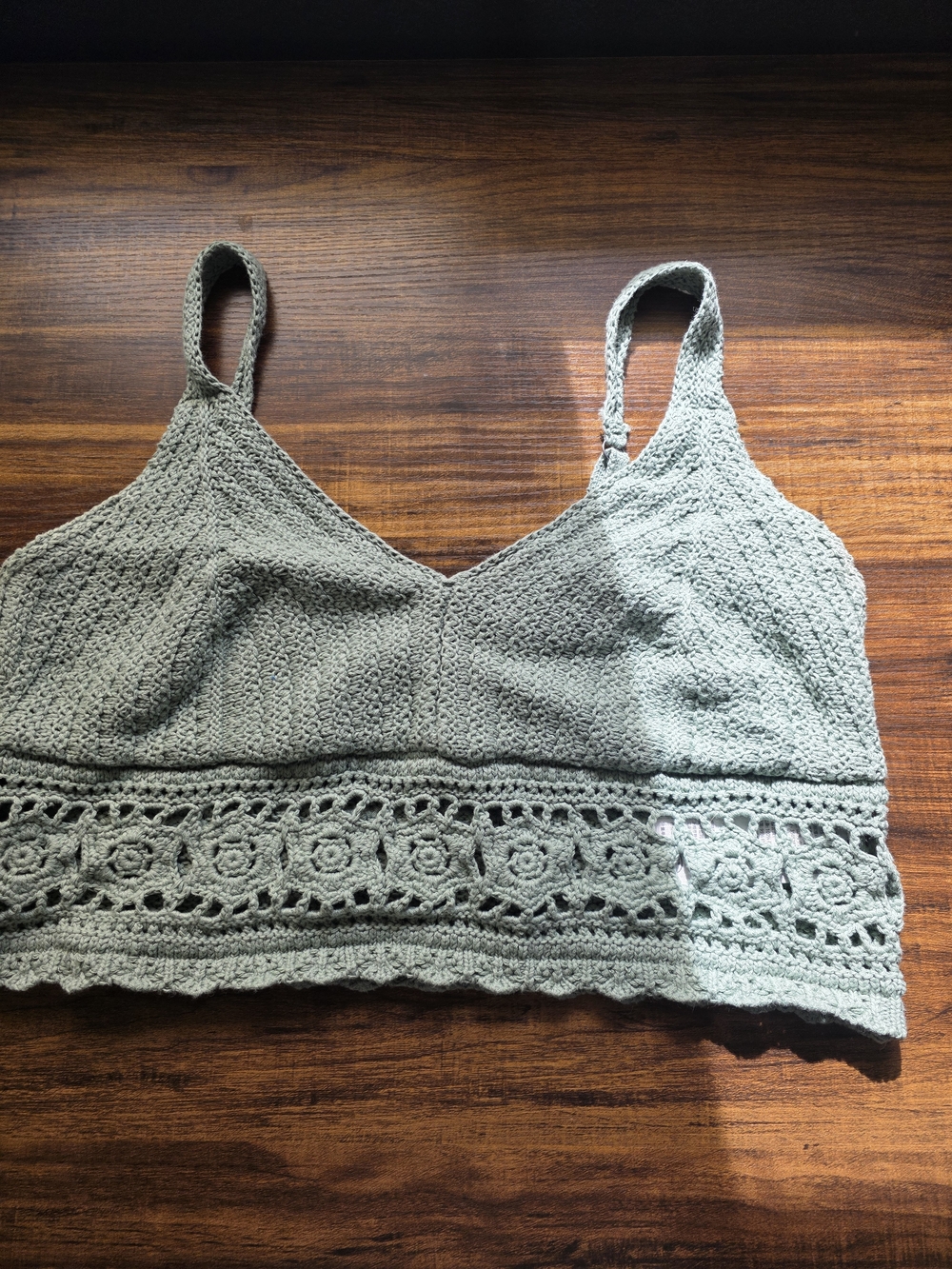 Hollister Sage Green Crochet Bralette Top